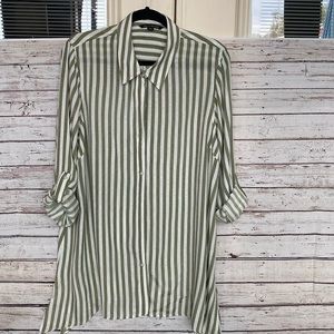 Women's XL Green/White striped top by Zac and Rachel